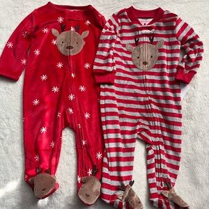 Carter's Red and Gray Reindeer Footies